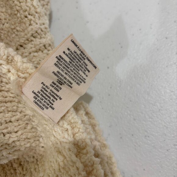 Free People Ivory Cream Chunky Knit Poncho Sweater Zipper XS Oversized Boho - Picture 9 of 10